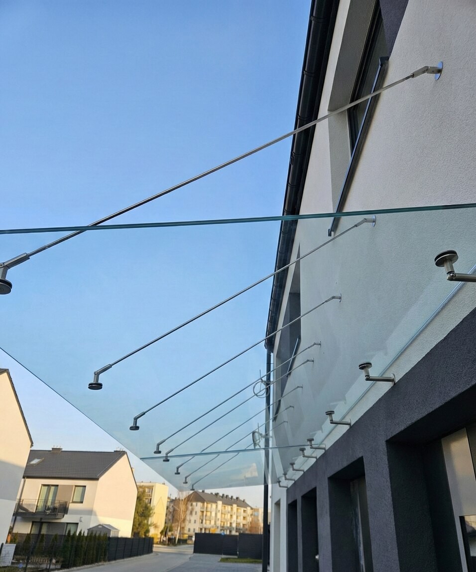 Daszki bezramowe szklane